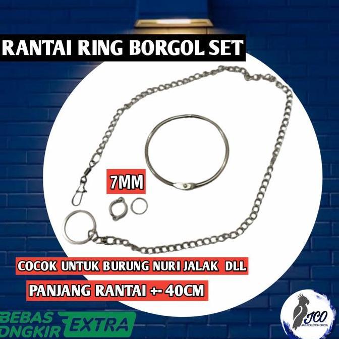 Cod,Bisa- Rantai Ring Borgol Set Rantai Borgol Kaki Burung Nuri 7Mm