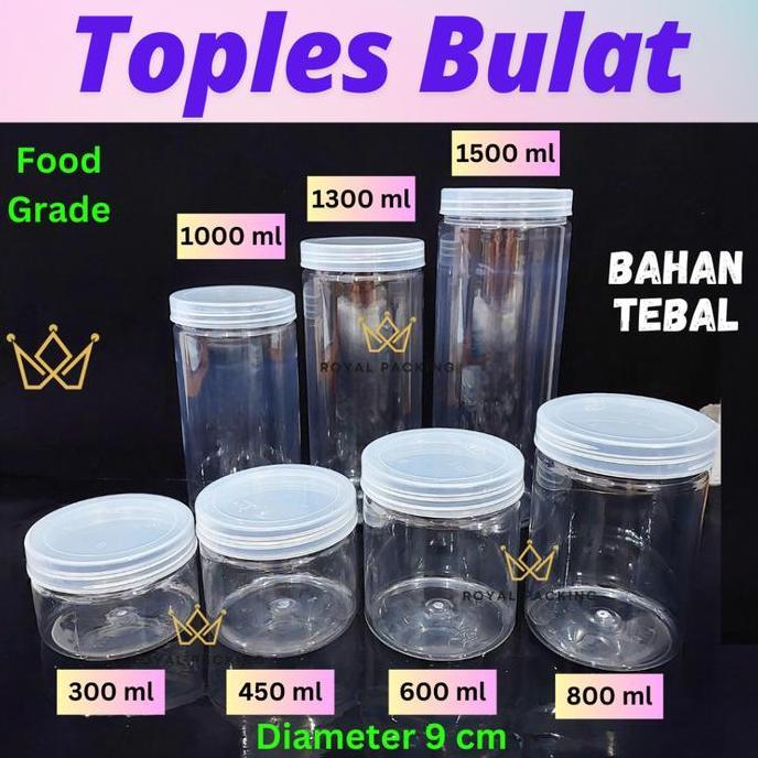 Ready (1 Bal) Toples Tabung Bulat Silinder per BAL / Toples Plastik Toples Kue Toples Petak Toples B