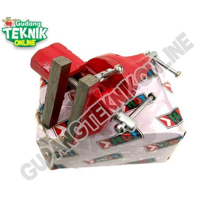 HAZORUN Ragum Catok Mini 3" 75mm RED HDT SWIVEL Tanggem Meja Mini Penjepit Jepit Catok Ragum Table V