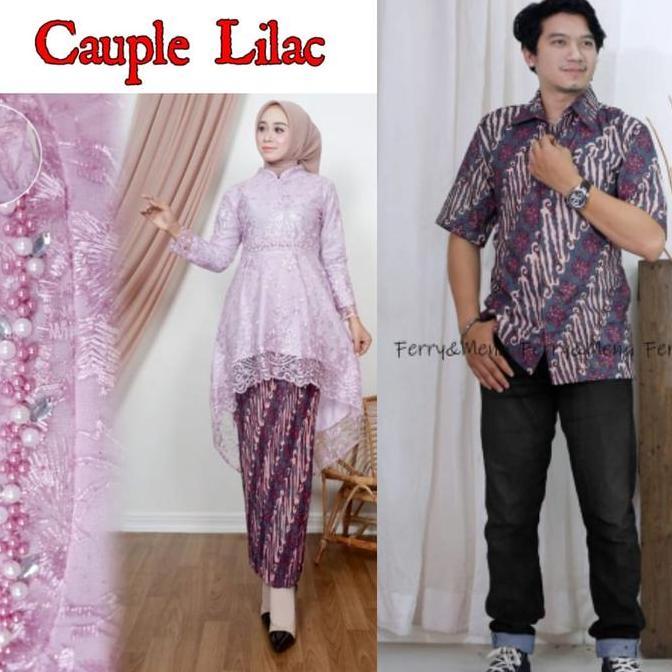 Hadirpopuler- Couple Kebaya Lesti Kejora Set Batik Lengan Pendek