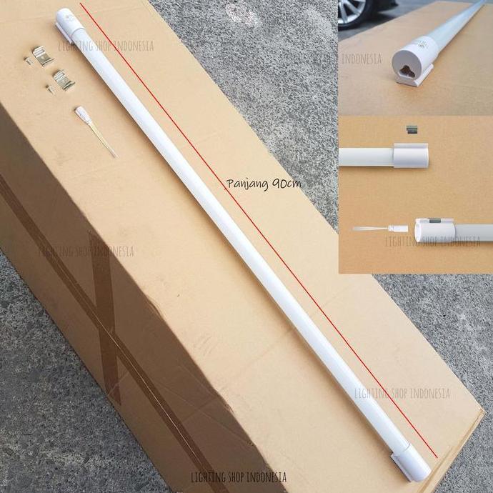 Lampu dinding wastafel led panjang neon T8 12w 90cm putih outbow