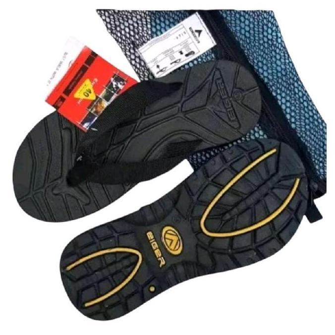 Eiger Sandal Jepit Gunung Hiking Outdoor Adventure Original Model Hitam Polos Ukuran 38-43 Anti Lici