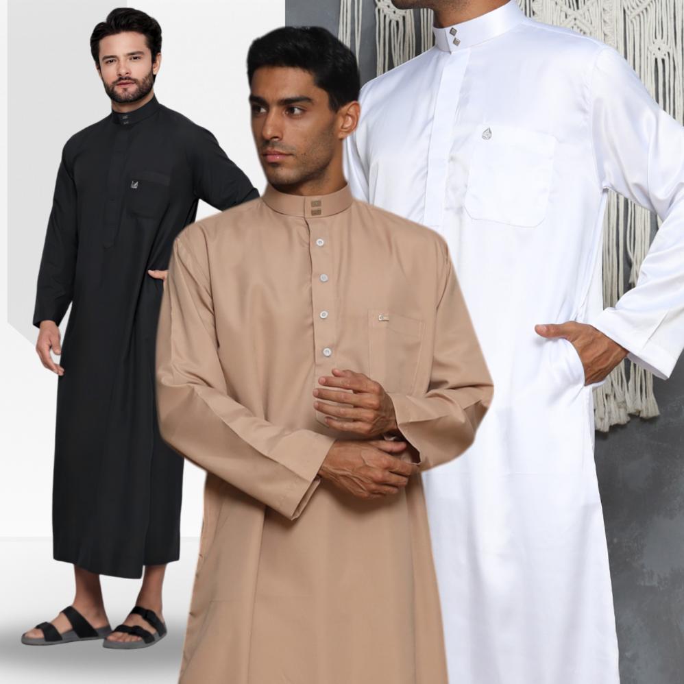 cuci gudang baju gamis pria putih polos jubah gamis pria viskin putih lengan panjang oblong - gamis 
