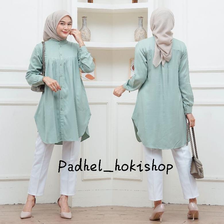 PREMIUM Aluna Tunik / Baju Atasan Wanita Muslim Tunic basic polos rayon twill premium Tunik putih ke