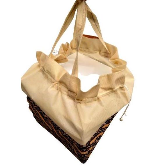 tas serut motif bambu box nasi/snack 20x20 tas hajatan/syukuran