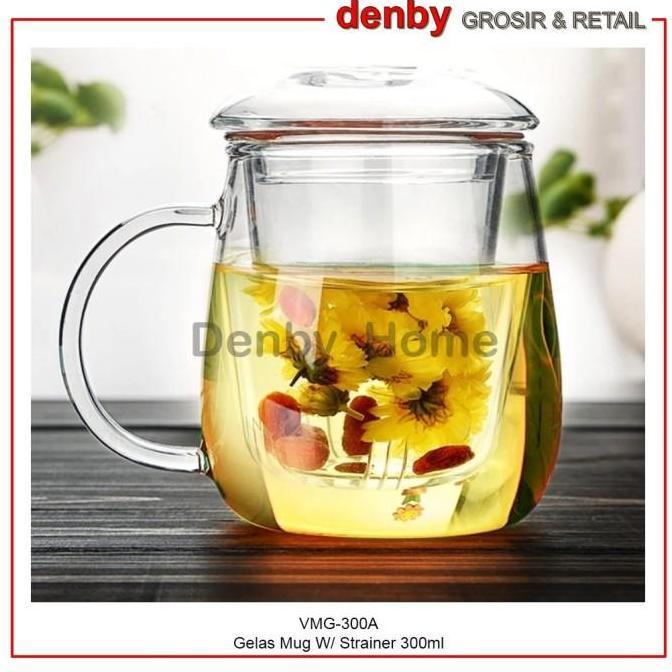 Gelas Mug Teh Saringan Kaca VMG