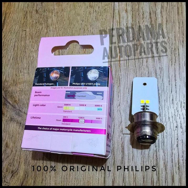 TERLARIS LAMPU LED MOTOR PHILIPS ULTINON 1001 MOTOLED M5/T19 12V 4.5W PUTIH 6000K AC/DC VARIO OLD, B
