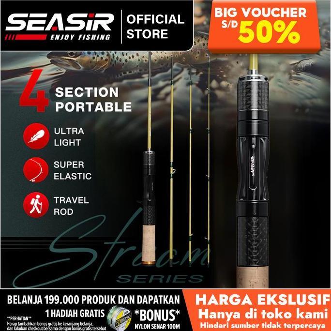 SEASIR Silent Stream Ejection BFS 4 Sections Fihsing Rods Carbon Fiber Travel Rod Z-Type Guide Rings