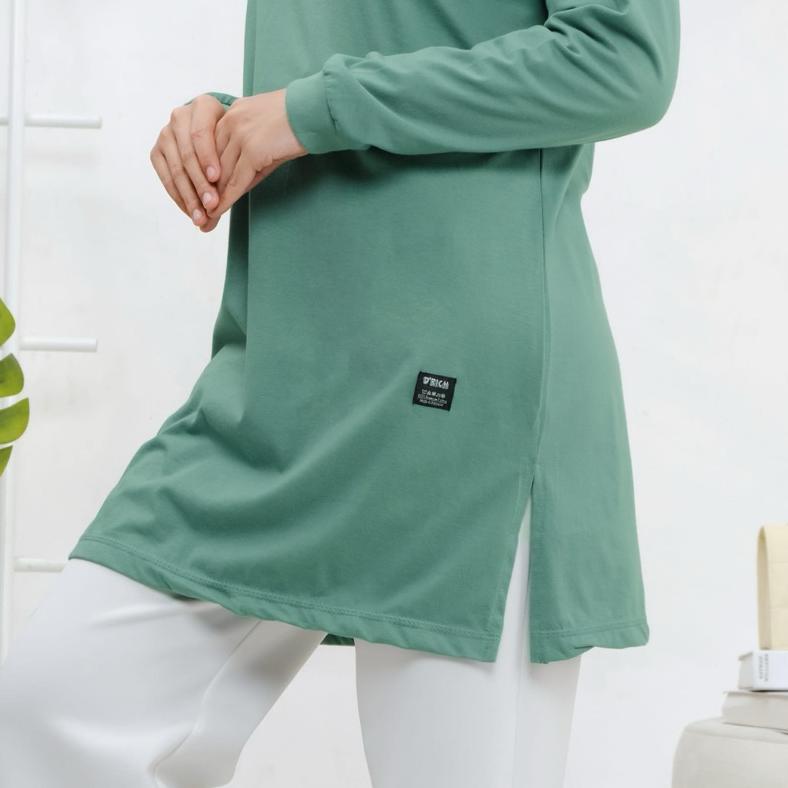 PROMO Kaos tunic lengan panjang,Baju Tunic Wanita terkini,Tunic Lengan Panjang Wanita sage green,Tun