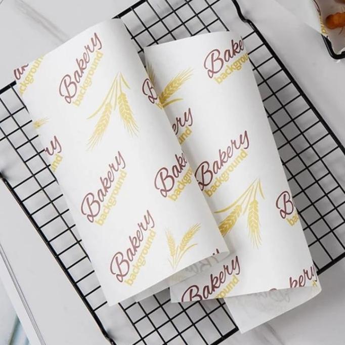 Equipment- Kertas Roti Motif / Wax Paper / Baking Paper Motif Bakery Gandum.