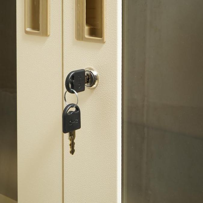 Packen- Informa Kiev Lemari Arsip Kantor Metal 2 Pintu Kaca - Cokelat Rak Dokumen Filing Kabinet Tem