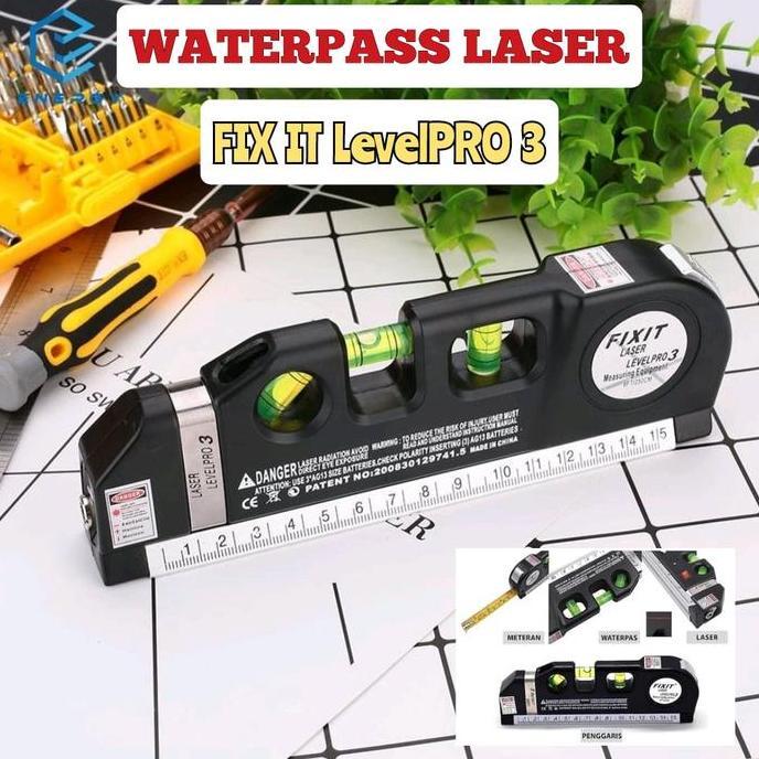 Stationery- Alat Ukur Waterpass Laser - Meteran Waterpas Laser Level 3Pro Vertikal Horizontal - Peng