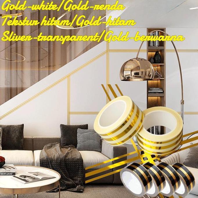 Vinnatsu-500Cm Gold Selotip Masking Tape Gold Washi Tape Stiker Gold Selotip Masking Tape Gold Tape 