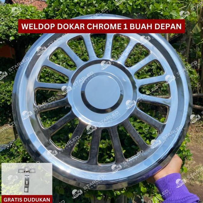 NARDJIOSO Weldop Dokar Chrome Ring 15 dan Ring 16 Depan Belakang Bonus Dudukan Truk Canter Ban Doubl