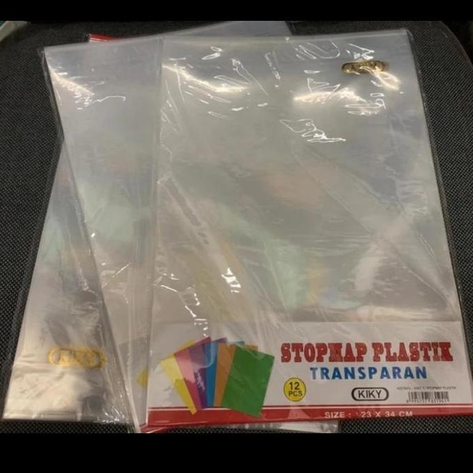 Stack- Map L Clear Sleve/Map Plastik Bening Folio Merk Kiky 1 Pack Isi 10 Pcs