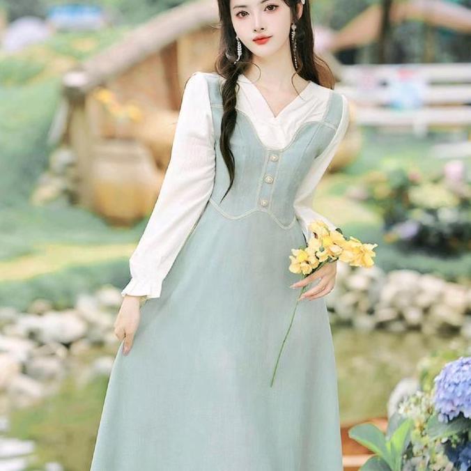 MissMoka Fiona Long Dress Gaya Vintage Klasik Eropa Dress Hijab terlaris