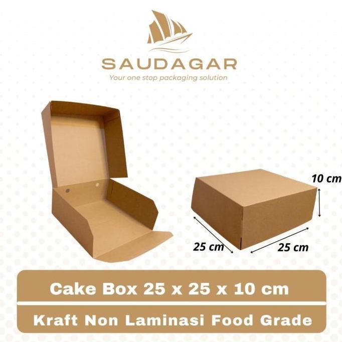 Box Kotak Kue Ukuran 25x25x10 Bahan Kraft Tebal / Cake box