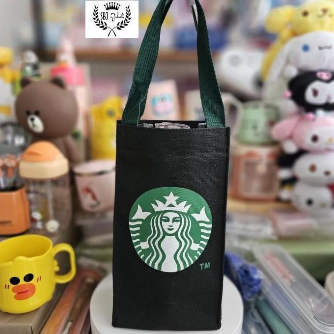 Tas Termos black canvas Tumbler Sarung Botol Minum Elastis Size Besar