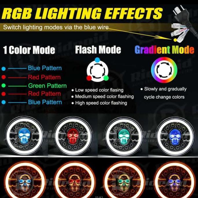 Lampu LED Mobil Lampu Sepeda Motor Lampu Tembak Daymaker Motor Modifikasi Tengkorak Wrangler 7 Inch 