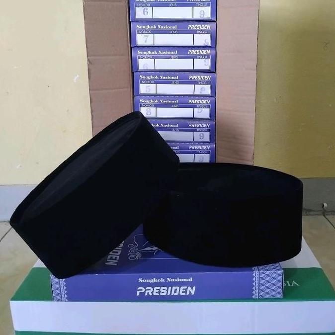PAKET 10pcs Songkok Peci Nasional Hitam Polos Anak-Dewasa Muslim Kopiah Putih Katun Haji Pria