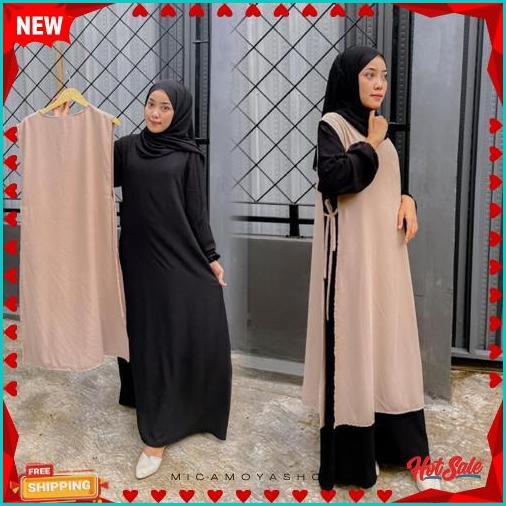 Berkualitas Safira Abaya Hitam Coksu Turkey Gamis Syari Muslimah Bahan Crinckle Coksu Kombinasi Hita