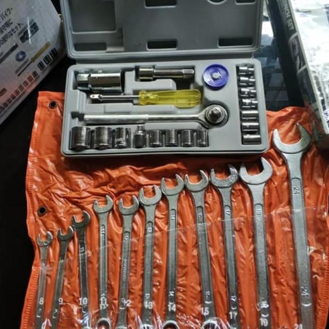 Household - Kunci Ring Pas Set 11 Pcs Diamond + Kunci Sok Set 21 Pcs Paket Murah