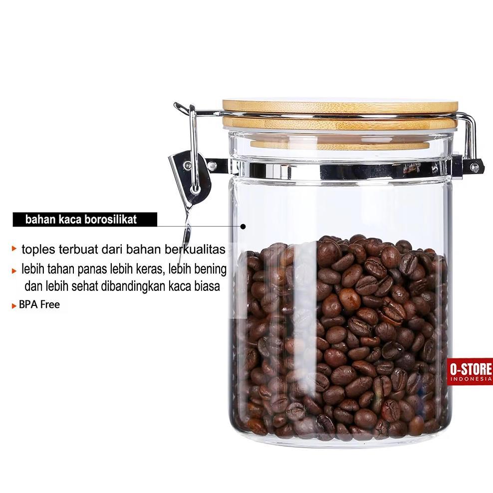 SOLVESSA TOPLES KEDAP UDARA TOPLES KACA DAN TUTUP KAYU DAN SEAL TOPLES KOPI GULA TEH COFFEE CANISTER