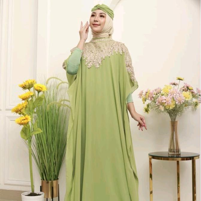 Wxwxw- Dress / Kaftan Larisa Casual Trendy Wanita Best Seller Ceruty Mewah Jumbo Payet Bordir Cantik