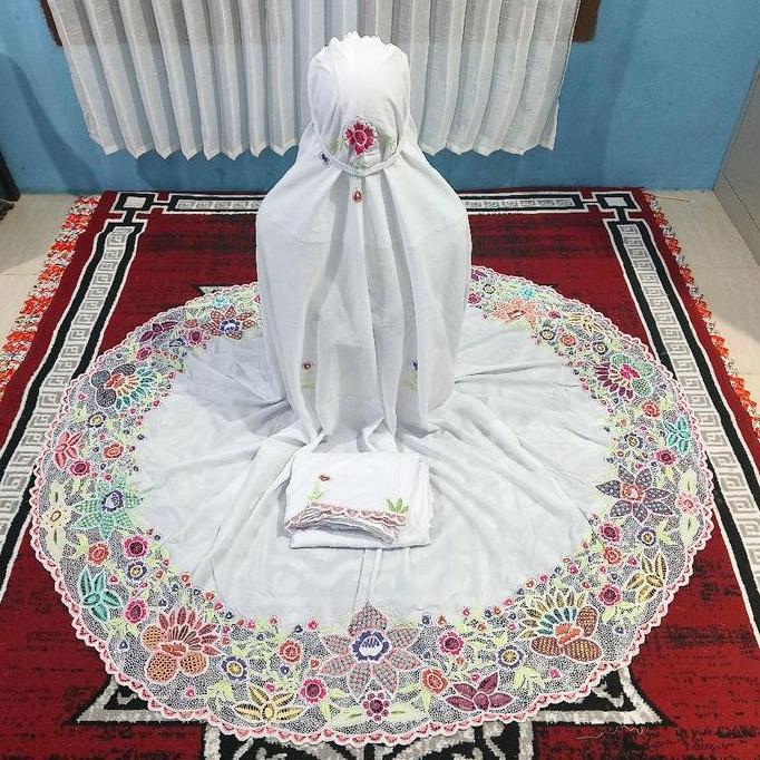 mukena kerancang keliling kombinasi warna manual mesin hitam Katun Bawahan Muslim Dewasa Terusan Muk