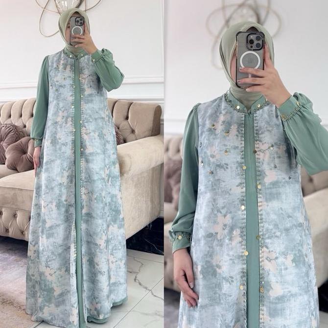 Wxwxw- Nnfashion ~ Aurora Dress Gamis Remaja Anak Ied Lebaran Wanita Muslimah Syari Remaja Payet Out