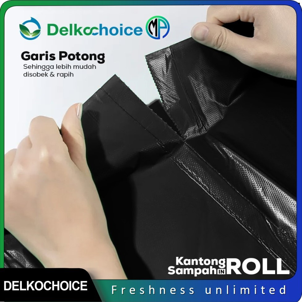 Kantong Kresek Plastik Sampah Per-Roll / Plastic Trash Bag / Garbage Bags Hitam Tebal Delkochoice