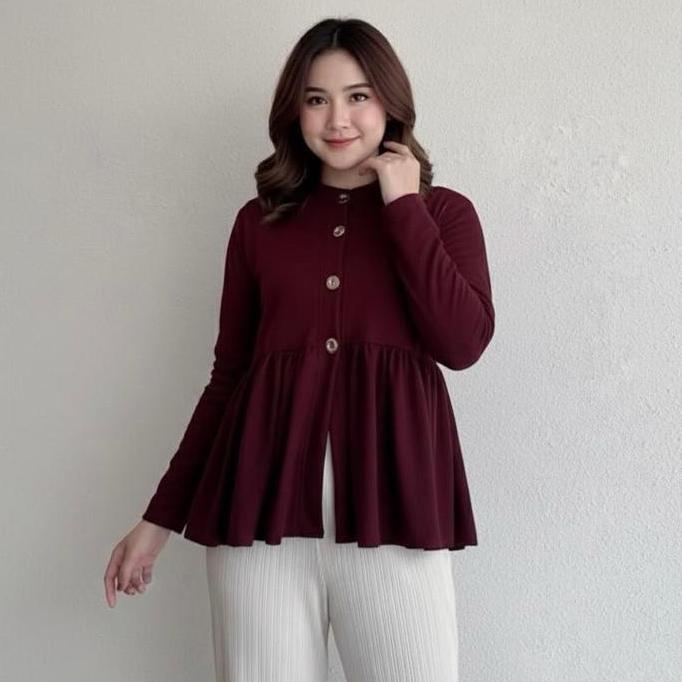 Vaila Peplum Knit/cardigan knit/auter knit cardigan lengan panjang cardigan knit atasan wanita/ blou