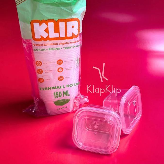 1pack 25set Thinwall Square 150ml KLIR Kotak 150 ml KLIR - Kotak Puding Kecil ukuran 150ml - Tempat 