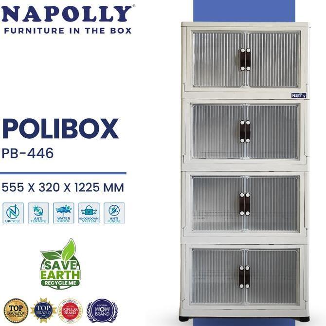 Grosir Napolly Lemari Susun 4 Polibox 446 Box Laci Plastik Jumbo + Roda Lemari Serbaguna Minimalis A