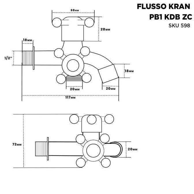Kran Cabang 2 Double Shower Kamar Mandi Flusso Stainless Baling 598 Flusso