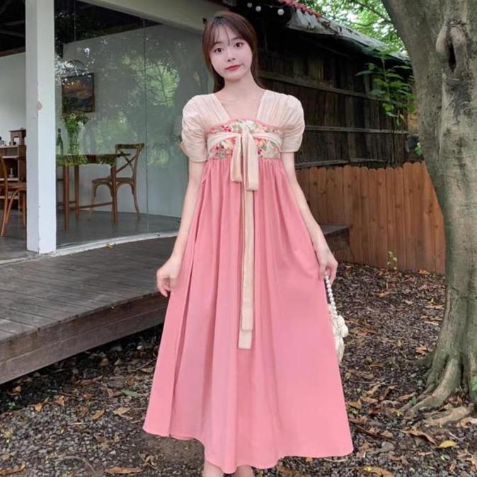 Baju Terusan Wanita Hanfu Long Maxi Dress Pink Baju Chinese Tradisional Photoshoot terlaris