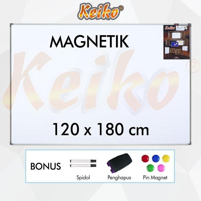 Papan Tulis Whiteboard Gantung Magnet Single Face Keiko 120 x 180 cm
