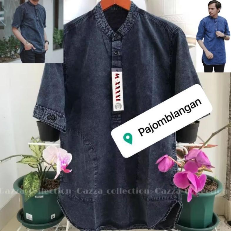 CELVIQUE BAJU KOKO  JEANS PRIA KURTA DEWASA PREMIUM QUALITY KURTA JEANS KOKO LENGAN 3/4 SIZE M-4XL J