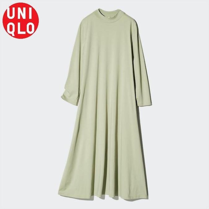 UNIQLO Dress AIRism Katun Gaun Flare Lengan Panjang Casual ORIGINAL Jastip terlaris