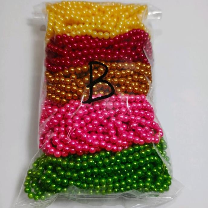 Payet Mutiara 4mm Campur warna/Payet Mutiara Ringan sintetis 20 Renteng campur 5 warna dan campur 2w