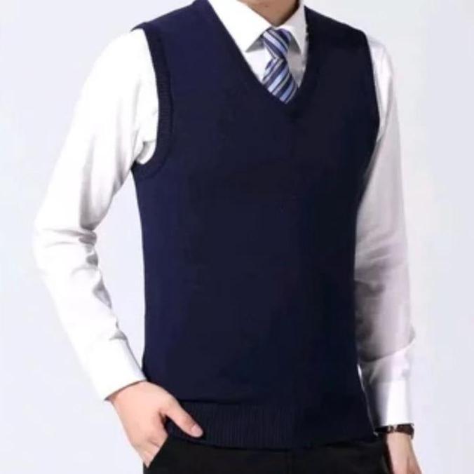 Rompi Pria Rajut Casual Keren Terbaru Kantor Semi Formal Vest Bahan Knitting Benang Halus Nyaman Siz