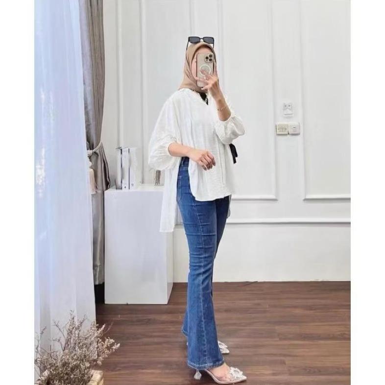 Livia Blouse Kemeja Outer Crinkle Promo Terbaru