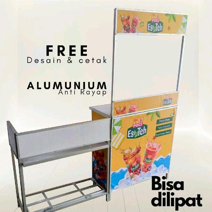 Terlaris Gerobak Land Booth Portable Alumunium Meja Lipat Promosi Jualan Custom