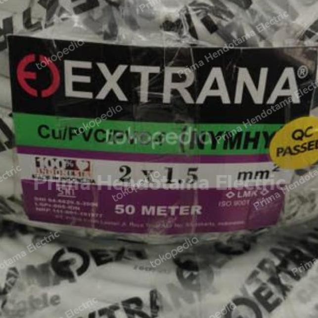 BEBAS ONGKIR - Kabel NYMHY 2x1.5mm Extrana | Kabel Extrana NYMHY 2x1,5mm (50 Meter)