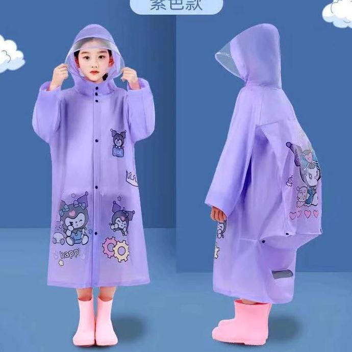 Termurah / Hot Sale (4-13 Thn) Jas Hujan Anak Lucu Kuromi Astronot Dino Princess Sofia Jas Hujan Ran
