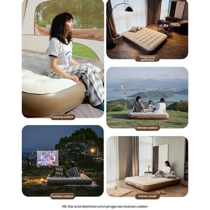 ESOKUIKI 200*180*25CM Kasur sofa tiup/pompa pengisian listrik kasur besar/kasur berkemah portabel be