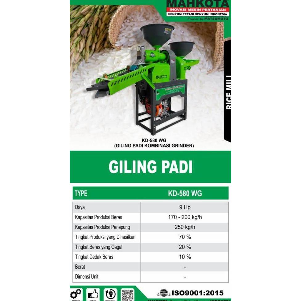 GUNMED Mesin Penggiling Padi Beras MAHKOTA KD580WG Polisher Slep Selep KD 580