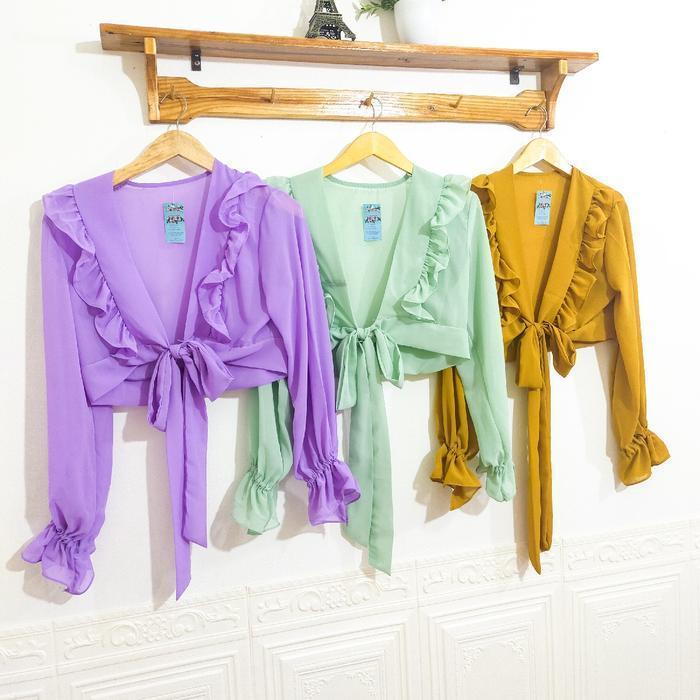 Bisa Cod - Miranti Outer Ruffle, By Flow_Vee Ceruty  Cardigan  Remaja  Wanita  Dewasa  Muslim  Canti