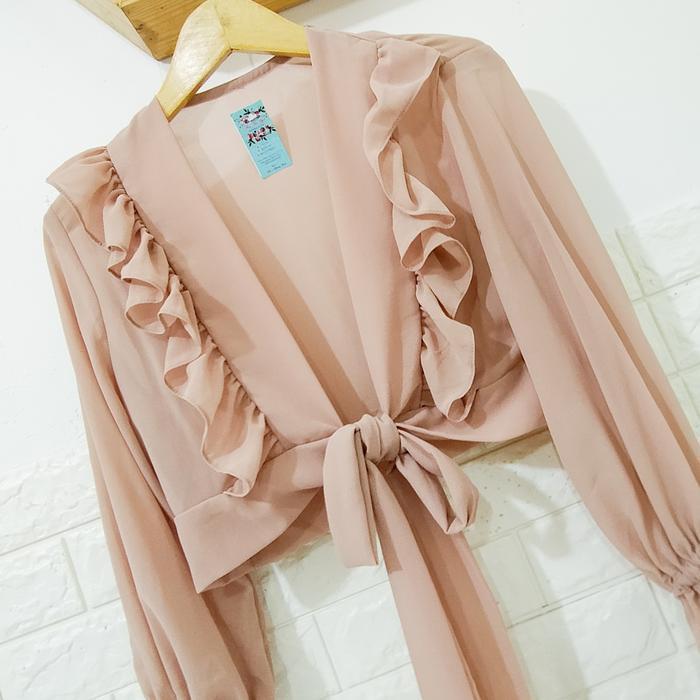 Bisa Cod - Miranti Outer Ruffle, By Flow_Vee Ceruty  Cardigan  Remaja  Wanita  Dewasa  Muslim  Canti