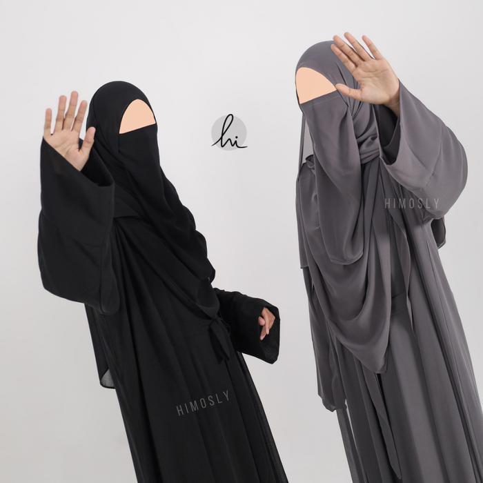 Bisa Cod - Zehra Abaya Set Pashmina By Himosly Ceruti Gamis Muslim Outer Abaya Lebaran Free Pasmina 